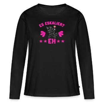 Es eskaliert eh - Frauen Premium Bio Langarmshirt - Schwarz - Vorne - Julia (174cm)