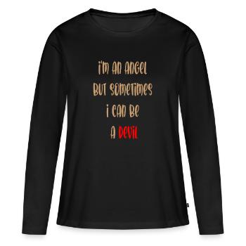 Ange et démon - T-shirt manches longues Premium bio Femme - noir - Devant - Julia (174cm)