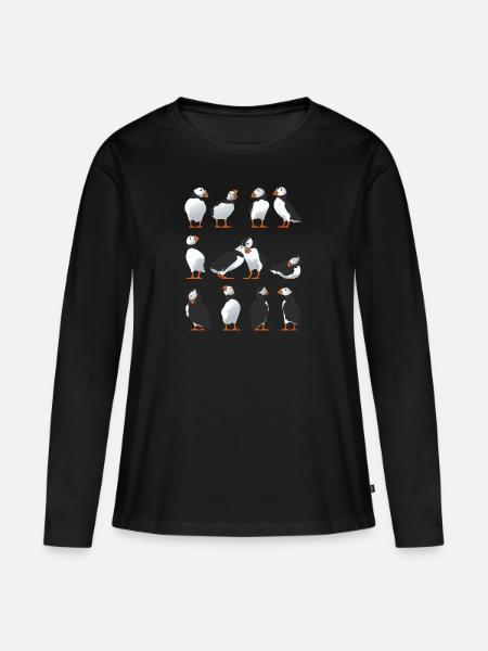 Papageientaucher Freunde - Frauen Premium Bio Langarmshirt - Schwarz