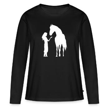 Pferd Pony Einhorn Pferdemädchen - Frauen Premium Bio Langarmshirt - Schwarz - Vorne - Julia (174cm)