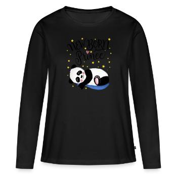 Prince nouveau-né: bébé panda - T-shirt manches longues Premium bio Femme - noir - Devant - Julia (174cm)