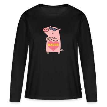 J’aime Bauer - T-shirt manches longues Premium bio Femme - noir - Devant - Julia (174cm)