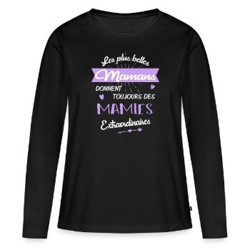 Mamies extraordinaires - T-shirt manches longues Premium bio Femme - noir - Devant - Julia (174cm)
