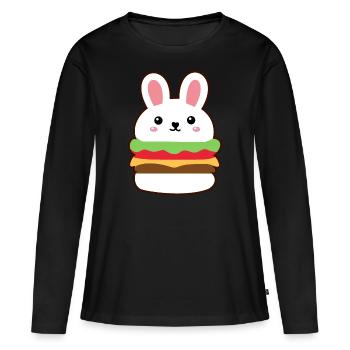 Burger lapin fast food - T-shirt manches longues Premium bio Femme - noir - Devant - Julia (174cm)