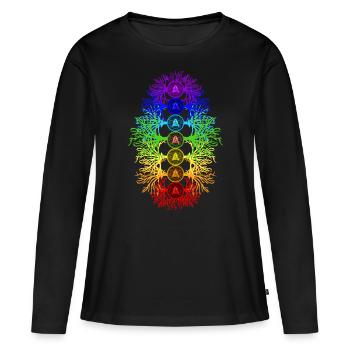 Énergie des chakras - T-shirt manches longues Premium bio Femme - noir - Devant - Julia (174cm)
