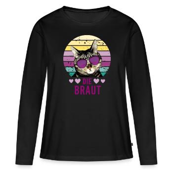Braut Katze Tiger JGA Junggesellinnenabschied 1 - Frauen Premium Bio Langarmshirt - Schwarz - Vorne - Julia (174cm)