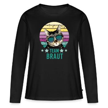 Team Braut Katze JGA Junggesellinnenabschied 2 - Frauen Premium Bio Langarmshirt - Schwarz - Vorne - Julia (174cm)
