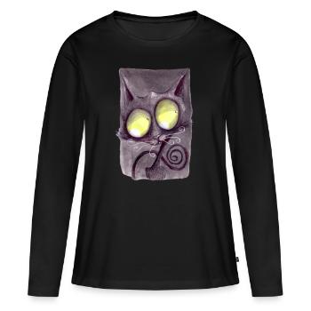 Serial Cat 19 - Women's Premium Organic Long Sleeve Shirt - black - Front - Julia (174cm)