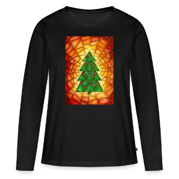 Sapin de Noël dans le style Tiffany - T-shirt manches longues Premium bio Femme - noir - Devant - Julia (174cm)