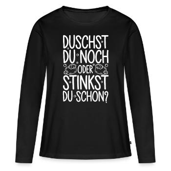Winter Wasser sparen duschen Energiekrise - Frauen Premium Bio Langarmshirt - Schwarz - Vorne - Julia (174cm)