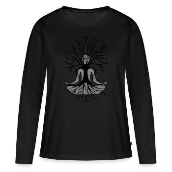 Méditation - T-shirt manches longues Premium bio Femme - noir - Devant - Julia (174cm)