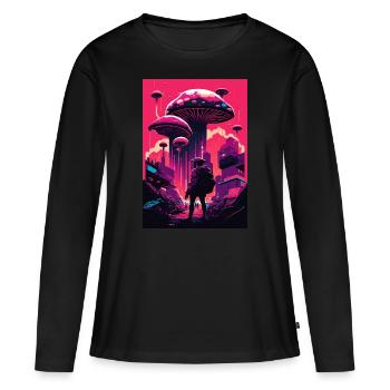 Mushroom Neon Vaporwave Natural Technocrat Hacker Techie - Women's Premium Organic Long Sleeve Shirt - black - Front - Julia (174cm)