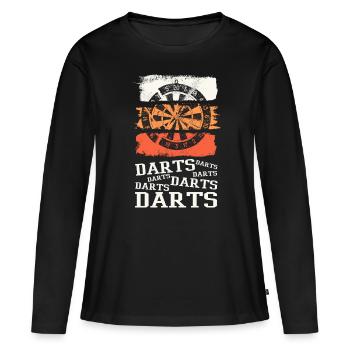 Fléchettes, jeu de fléchettes, jeu de fléchettes, fléchettes, joueurs de fléchettes - T-shirt manches longues Premium bio Femme - noir - Devant - Julia (174cm)