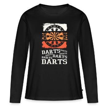 Fléchettes, jeu de fléchettes, jeu de fléchettes, fléchettes, joueurs de fléchettes - T-shirt manches longues Premium bio Femme - noir - Devant - Julia (174cm)