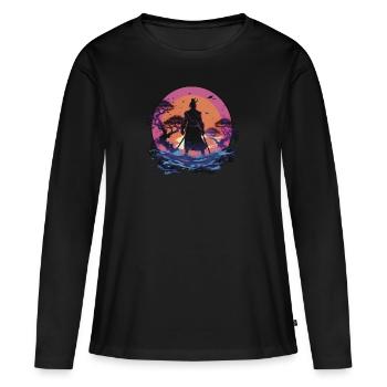 Samouraï - T-shirt manches longues Premium bio Femme - noir - Devant - Julia (174cm)