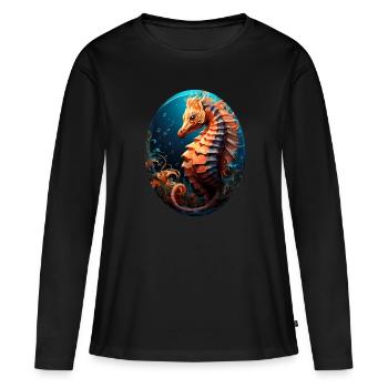 Hippocampe - T-shirt manches longues Premium bio Femme - noir - Devant - Julia (174cm)