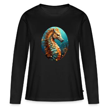 Hippocampe - T-shirt manches longues Premium bio Femme - noir - Devant - Julia (174cm)