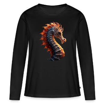 Hippocampe - T-shirt manches longues Premium bio Femme - noir - Devant - Julia (174cm)