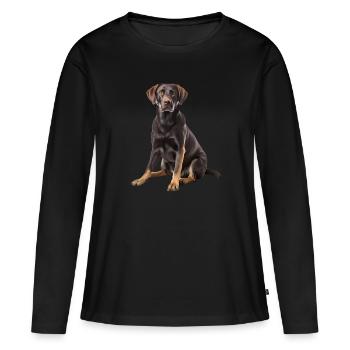 Labrador - Frauen Premium Bio Langarmshirt - Schwarz - Vorne - Julia (174cm)