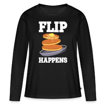 Pfannkuchen - Frauen Premium Bio Langarmshirt - Schwarz - Vorne - Julia (174cm)