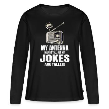 Vintage-Radioästhetik Hohe Antennen Größere Witze - Frauen Premium Bio Langarmshirt - Schwarz - Vorne - Julia (174cm)