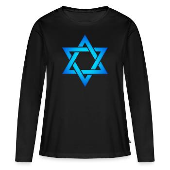 Israël étoile étoile de David hexagramme judaïsme symbole - T-shirt manches longues Premium bio Femme - noir - Devant - Julia (174cm)