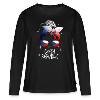 République tchèque - T-shirt manches longues Premium bio Femme - noir - Devant - Julia (174cm)