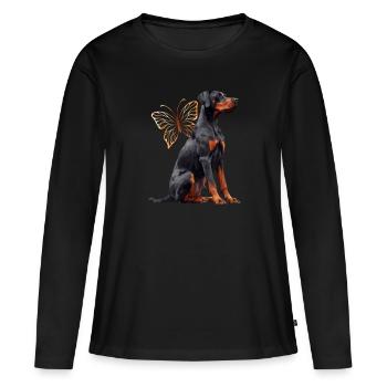 Dobermann - Frauen Premium Bio Langarmshirt - Schwarz - Vorne - Julia (174cm)