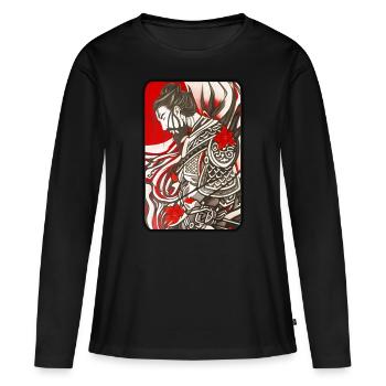 Stolzer Samurai Krieger - Frauen Premium Bio Langarmshirt - Schwarz - Vorne - Julia (174cm)