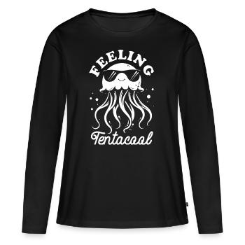Feeling Tentacool - Méduse avec des tentacules - T-shirt manches longues Premium bio Femme - noir - Devant - Julia (174cm)