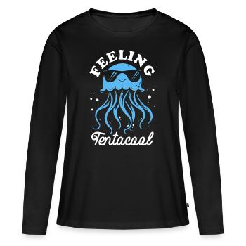 Feeling Tentacool - Méduse avec des tentacules - T-shirt manches longues Premium bio Femme - noir - Devant - Julia (174cm)
