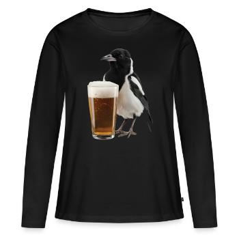 Elster Bier - Frauen Premium Bio Langarmshirt - Schwarz - Vorne - Julia (174cm)