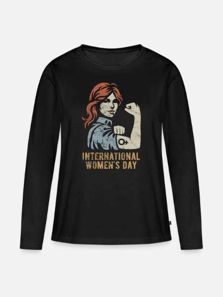 International Women's Day - Retro Geschenk - Premium økologisk langærmet T-shirt til kvinder - sort