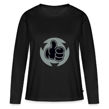 Daumen Hoch - Frauen Premium Bio Langarmshirt - Schwarz - Vorne - Julia (174cm)