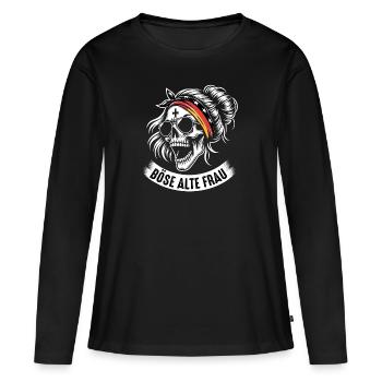 Böse Alte Frau Dame Sarkasmus Deutsche Flagge - Frauen Premium Bio Langarmshirt - Schwarz - Vorne - Julia (174cm)