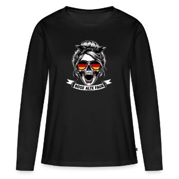 Böse Alte Frau Dame Sarkasmus Deutsche Flagge - Frauen Premium Bio Langarmshirt - Schwarz - Vorne - Julia (174cm)