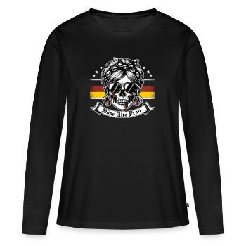 Böse Alte Frau Dame Sarkasmus Deutsche Flagge - Frauen Premium Bio Langarmshirt - Schwarz - Vorne - Julia (174cm)