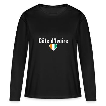 Côte d’Ivoire Côte d’Ivoire Drapeau ivoirien - T-shirt manches longues Premium bio Femme - noir - Devant - Julia (174cm)