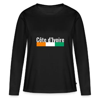 Côte d’Ivoire Côte d’Ivoire Drapeau ivoirien - T-shirt manches longues Premium bio Femme - noir - Devant - Julia (174cm)