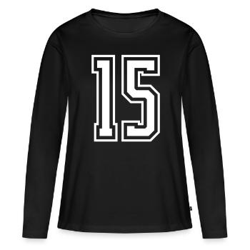 15 Numéro de numéro - T-shirt manches longues Premium bio Femme - noir - Devant - Julia (174cm)