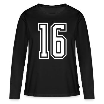16 Numéro de numéro - T-shirt manches longues Premium bio Femme - noir - Devant - Julia (174cm)