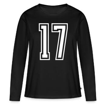 17 Numéro de numéro - T-shirt manches longues Premium bio Femme - noir - Devant - Julia (174cm)