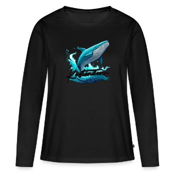 Küstendeern Wal mit Schriftzug - Frauen Premium Bio Langarmshirt - Schwarz - Vorne - Julia (174cm)