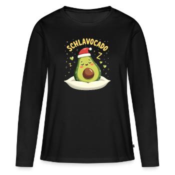 Schlavocado Offiziell Schlafanzug Avocado - Frauen Premium Bio Langarmshirt - Schwarz - Vorne - Julia (174cm)