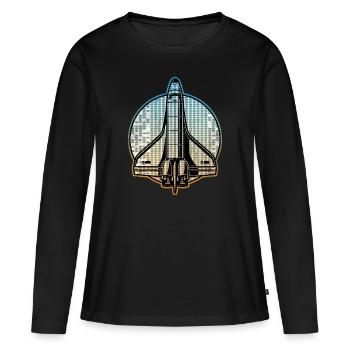 spaceship space shuttle - Frauen Premium Bio Langarmshirt - Schwarz - Vorne - Julia (174cm)