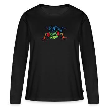 Grenouille Cosmic - T-shirt manches longues Premium bio Femme - noir - Devant - Julia (174cm)