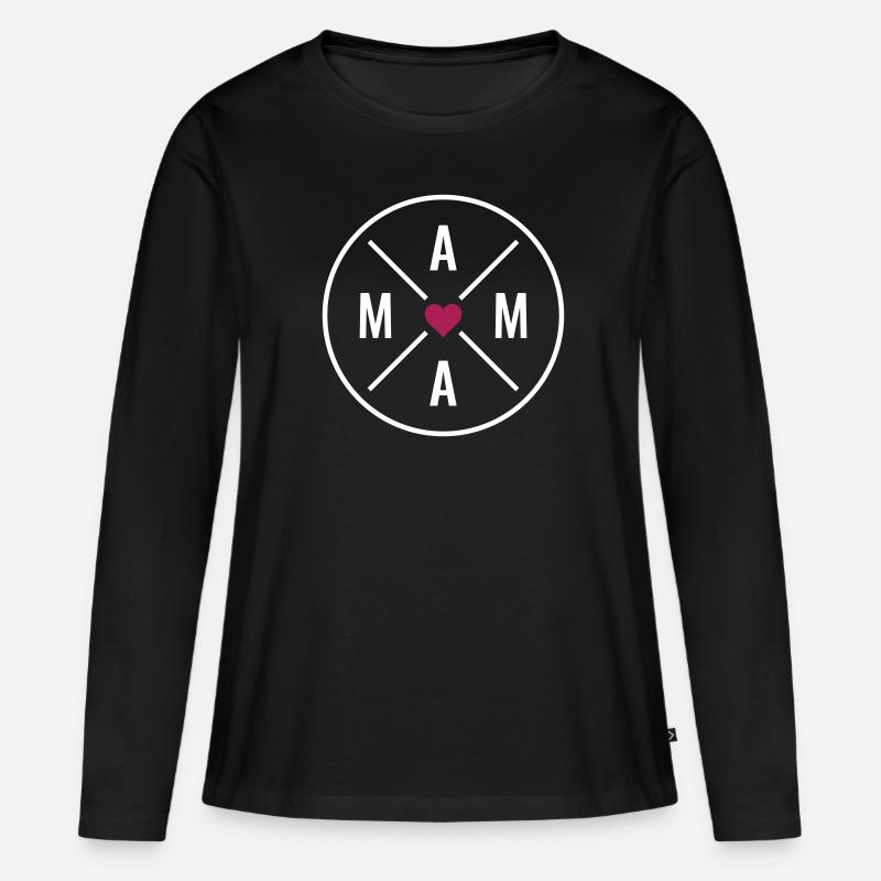 Mutter Herz Muttertag Weihnachten Geburtstag Mama - Frauen Premium Bio Langarmshirt - Schwarz