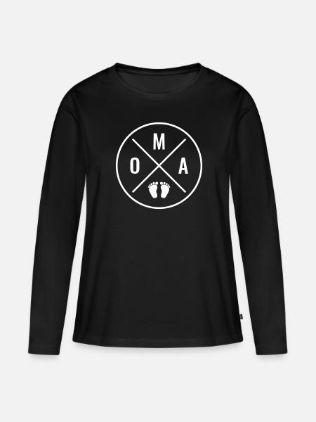 OMA HERZ BABY BABYFÜßE LIEBE (Farbe anpassbar) OMA - Frauen Premium Bio Langarmshirt - Schwarz