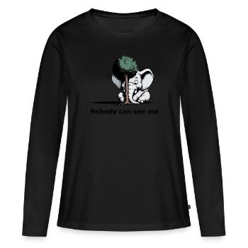 Éléphant caché - T-shirt manches longues Premium bio Femme - noir - Devant - Julia (174cm)