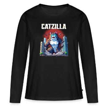 Catzilla Invasion - Women's Premium Organic Long Sleeve Shirt - black - Front - Julia (174cm)